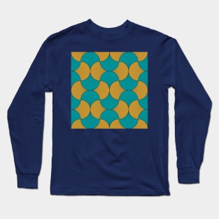 Gold and Teal Vintage Geometric Scales Long Sleeve T-Shirt